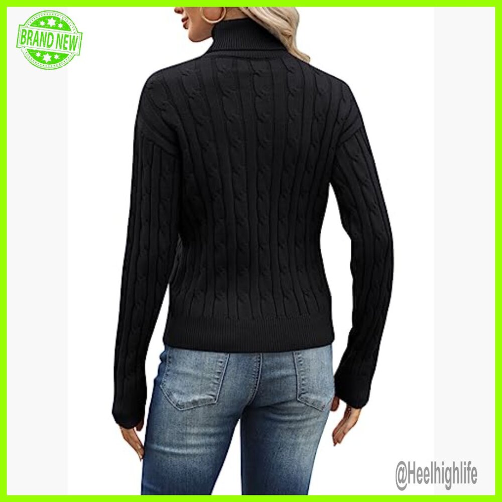 Classic Cable Knit Mockneck Pullover Sweater Ligh… - image 3